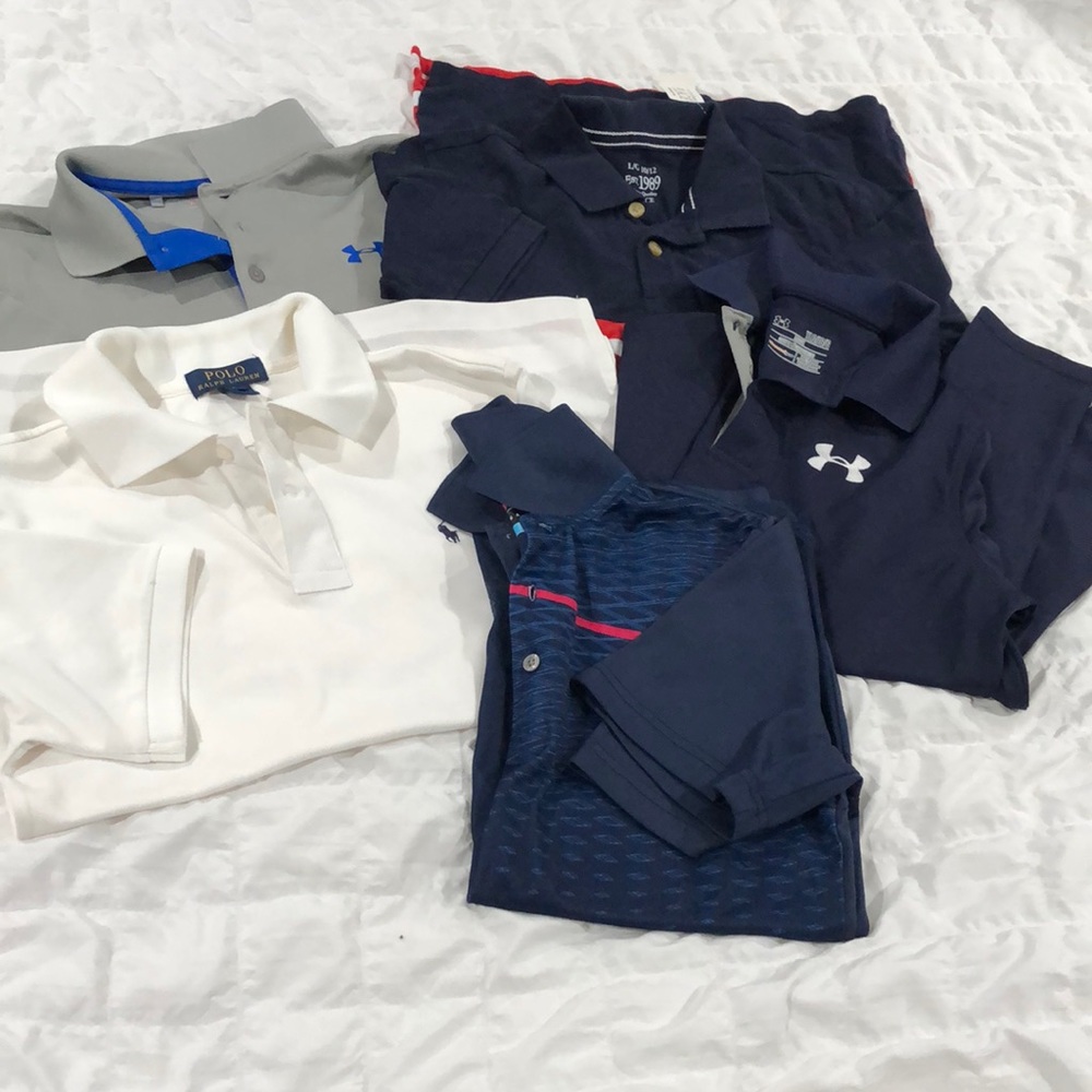 BUNDLE SALE: (5) golf shirts various types - size L see all photos